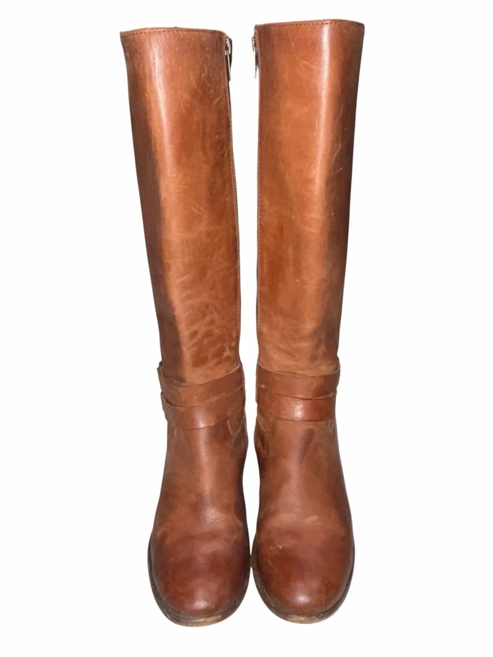 Frye Brown Leather Melissa Belted Tall Boots size 7